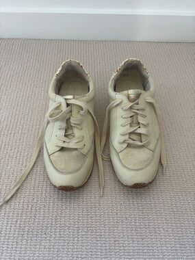 Birdies Women’s Sneakers Cream Leather Lace-Up Shoes Size 9
